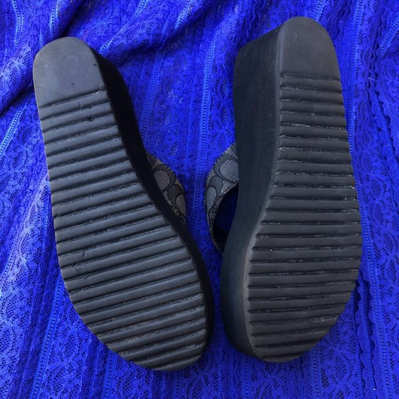 SOLD Coach Jen Platform Sandals/ Flip Flop- Smoke Coal- Size 9- Coach Logo - Picture 7 of 10